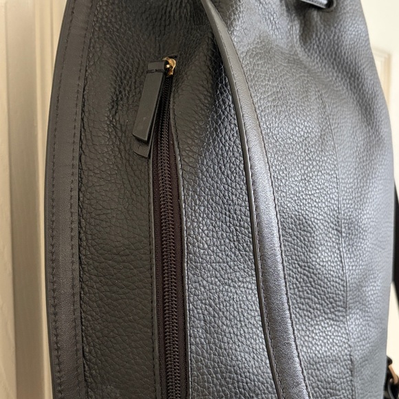 Burkely Black Pebbled Leather Drawstring Backpack - Picture 8 of 10